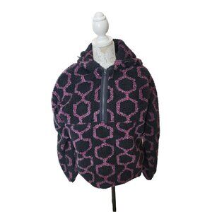 Levi's Premium Womens hoodie jacket Cozy Half-Zip Sherpa Black Purple Medium